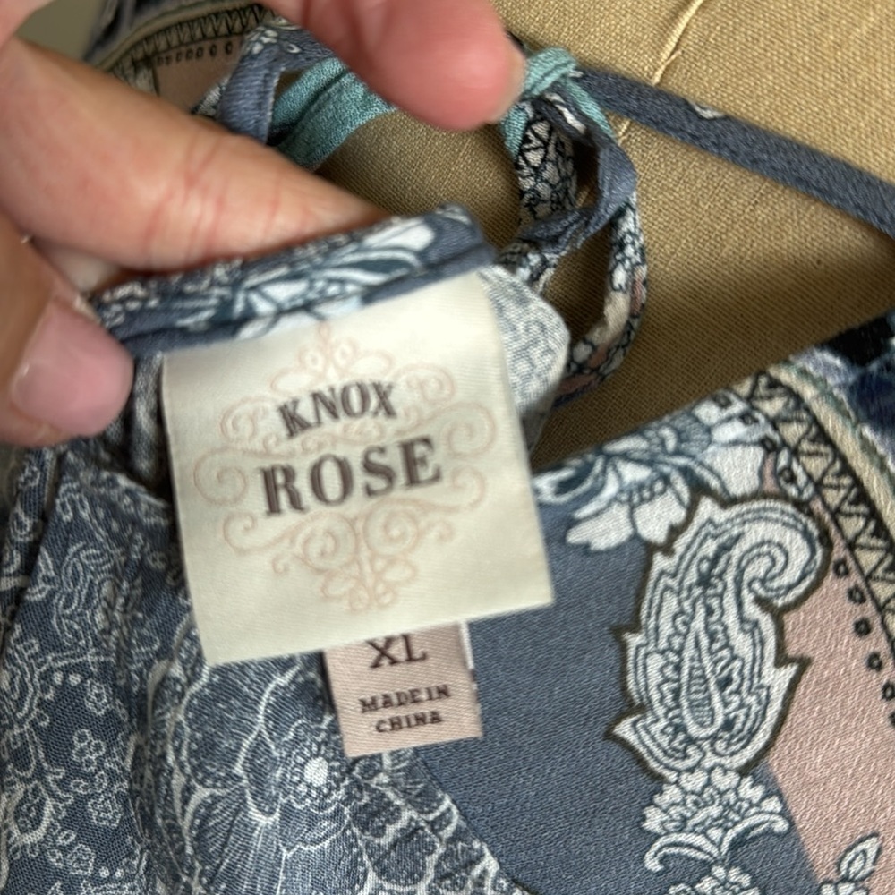 Knox Rose Prairie Peasant Blouse Womens XL Paisley Pirate sleeve Bohemian - Picture 7 of 9
